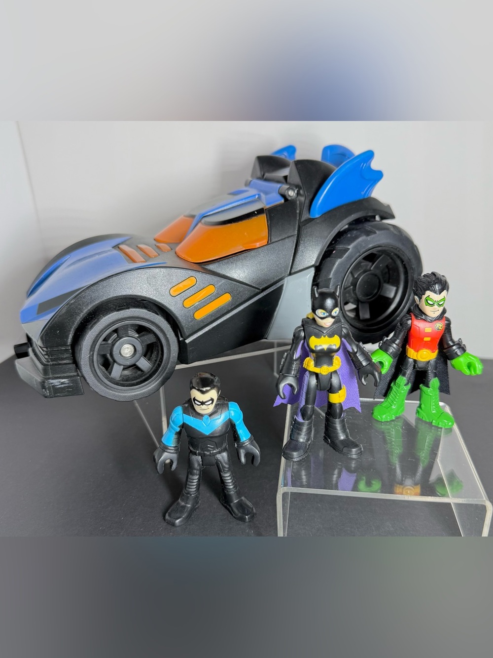 Imaginext DC Super Friends Lights & Sounds Batmobile & Figure Lot
